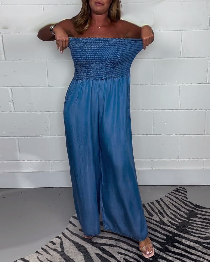 Trendsetter - Mouwloze Jumpsuit met Plissé en Effen Zakken | Moderne Stijl