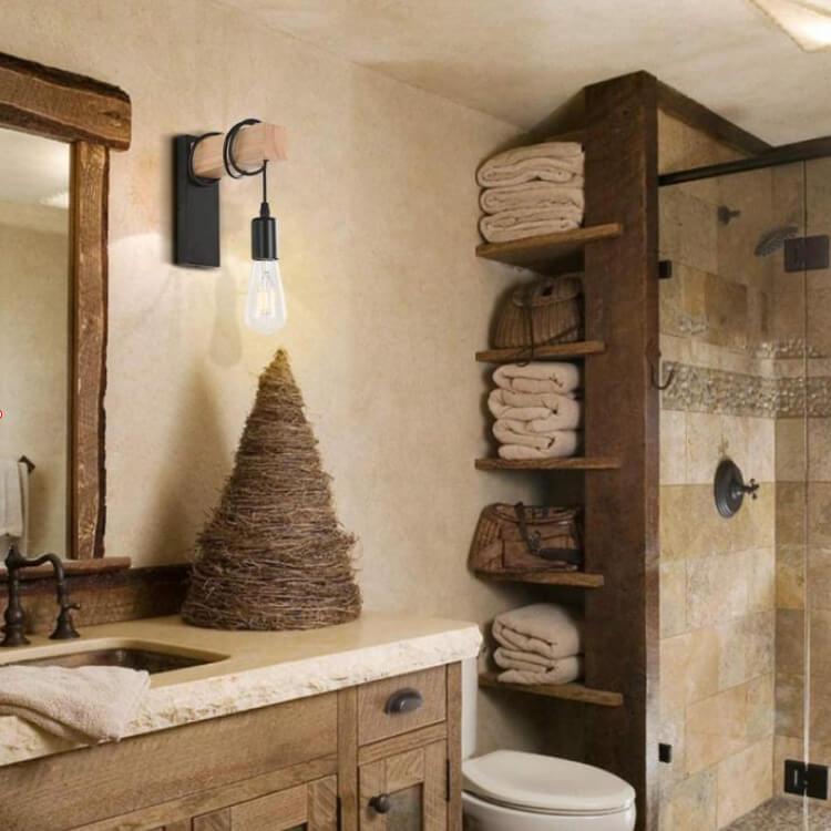 LumiGlobe - Wandlamp met Kunststof Lampenkap en Houten Arm