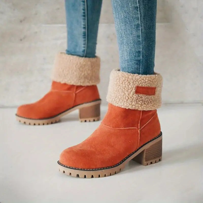 Eliana - Dames Enkellaarsjes met Massieve Kleur en Robuuste Hak | Trendy Enkellaarsjes voor de Moderne Vrouw