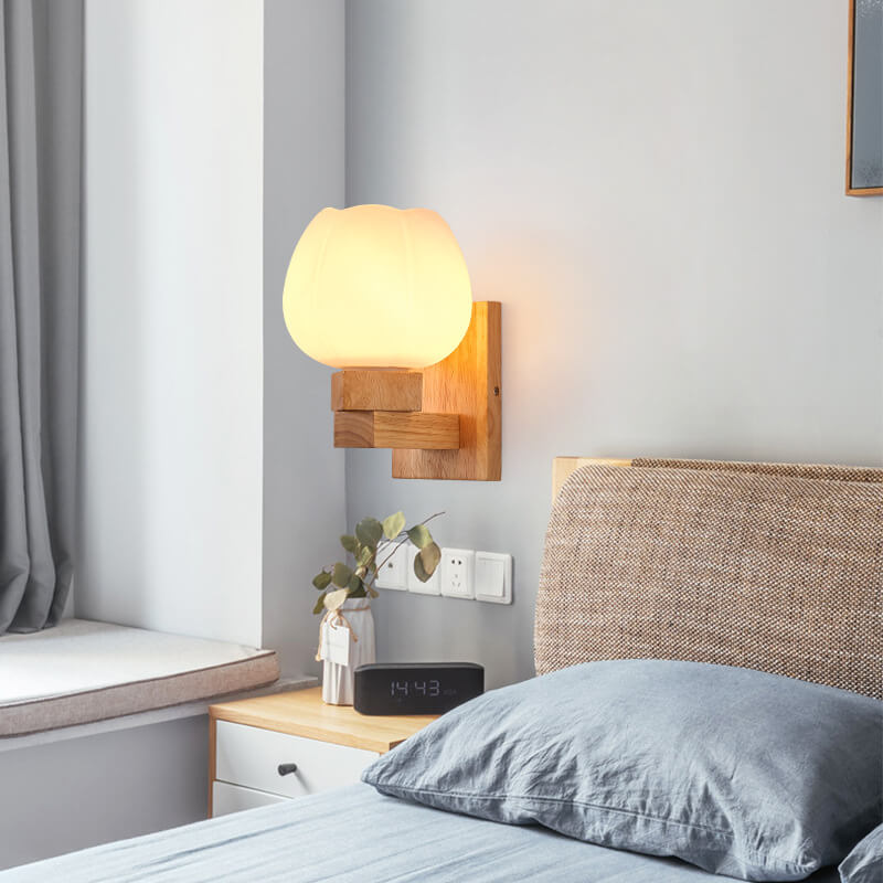 ScandiGlow - Moderne wandlamp van glas en hout | Scandinavisch design met sfeervolle verlichting