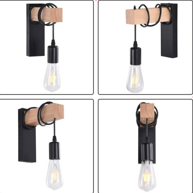 LumiGlobe - Wandlamp met Kunststof Lampenkap en Houten Arm