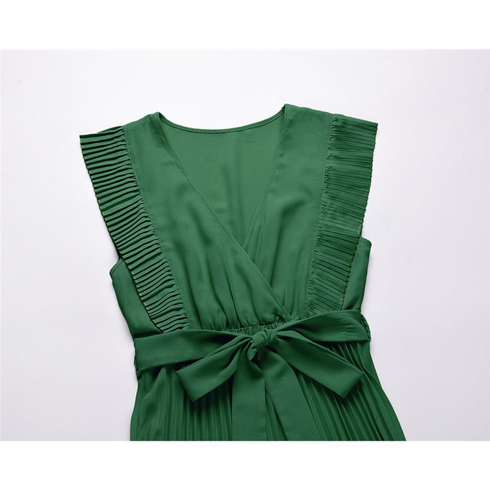 Groene Boho Feestjurk voor Bruiloftsgasten met V-Hals | Stijlvolle Bohemian Jurk voor Elke Gelegenheid