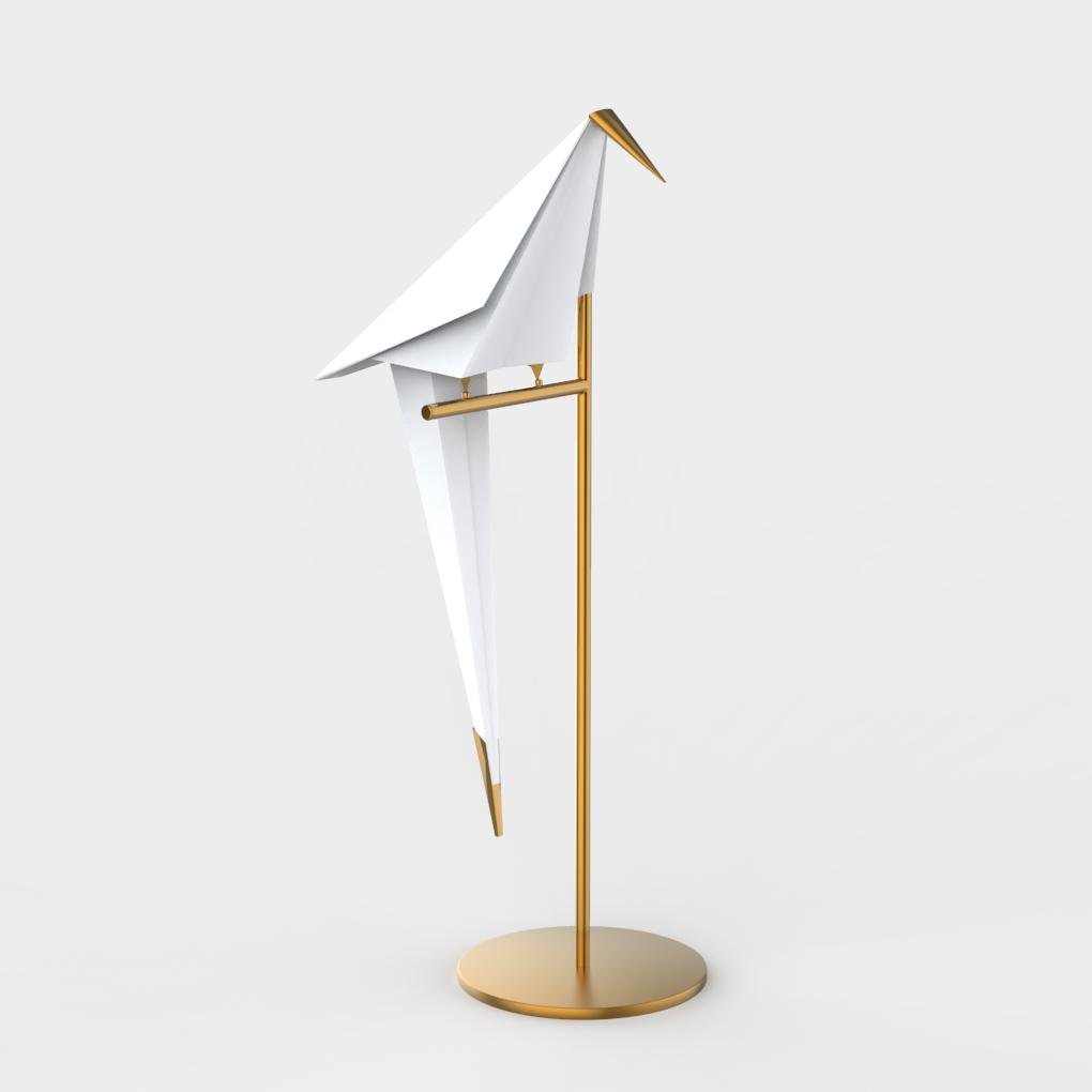 OrigamiGlow - Gouden Tafellamp met Origami Kraanvogel Ontwerp | Unieke Sfeerverlichting voor Moderne Interieurs