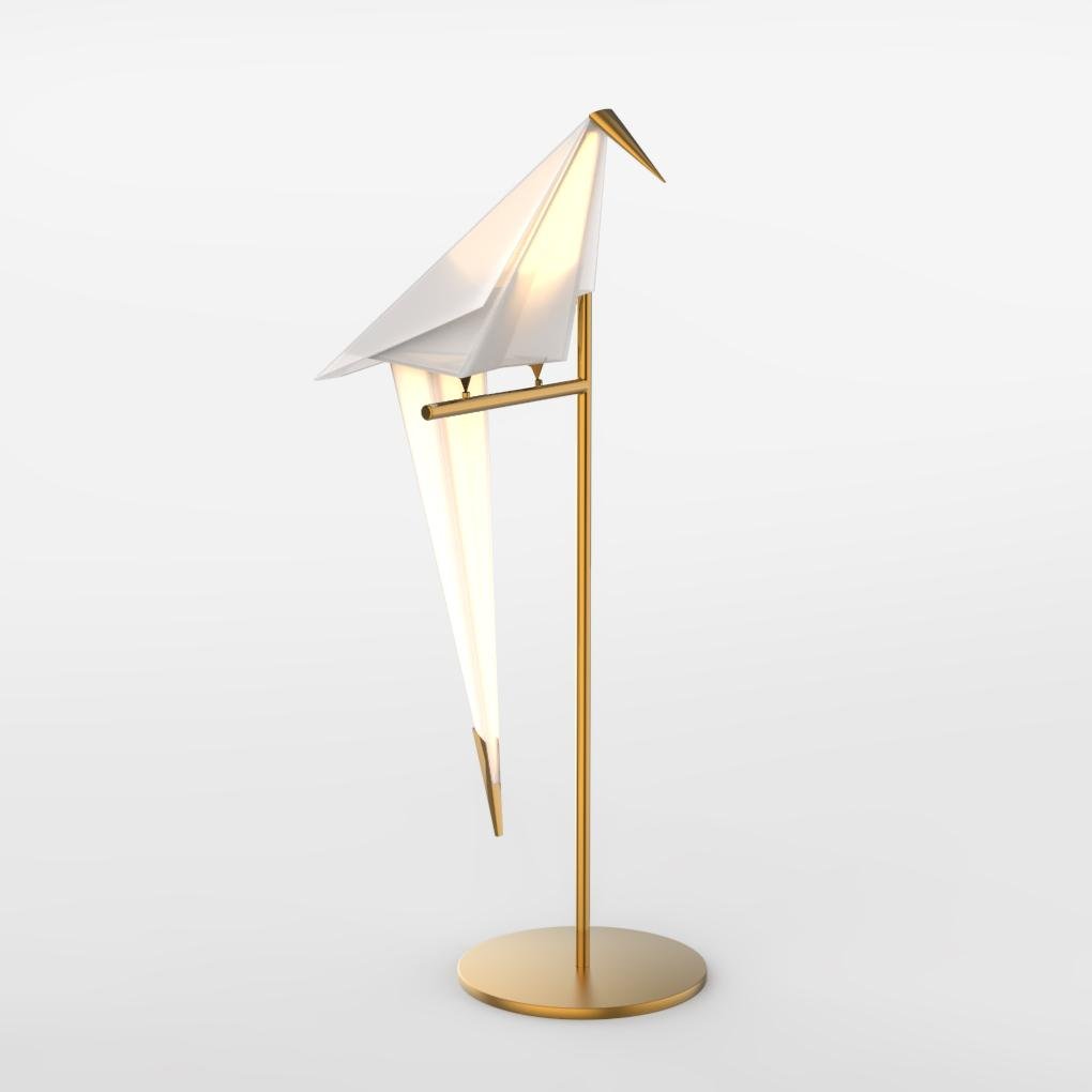 OrigamiGlow - Gouden Tafellamp met Origami Kraanvogel Ontwerp | Unieke Sfeerverlichting voor Moderne Interieurs