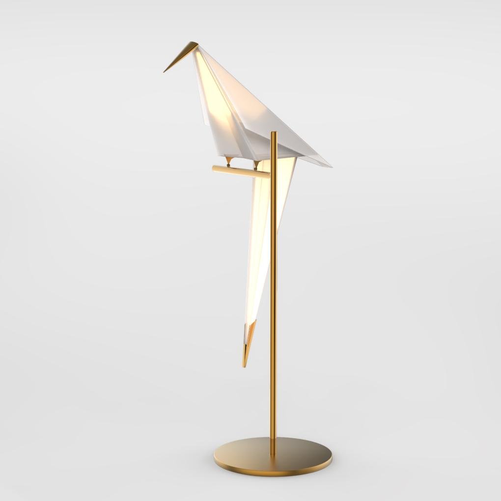 OrigamiGlow - Gouden Tafellamp met Origami Kraanvogel Ontwerp | Unieke Sfeerverlichting voor Moderne Interieurs