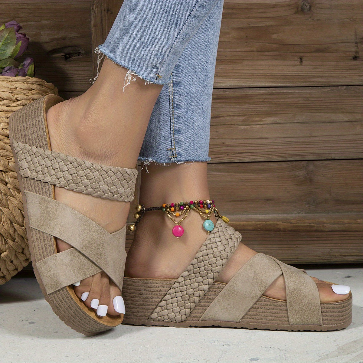 Kruisband Sleehak-Sandalen voor Dames – Elegante Zomerschoenen met Comfort