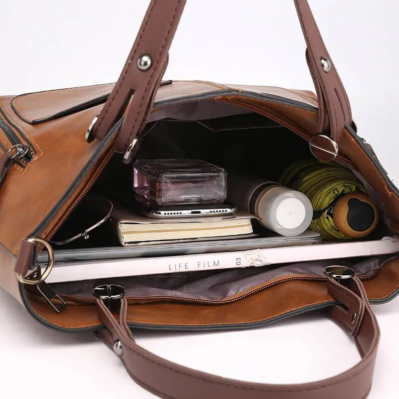 Lara - Vintage Leren Schoudertas voor Dames | Stijlvolle en Duurzame Handtas