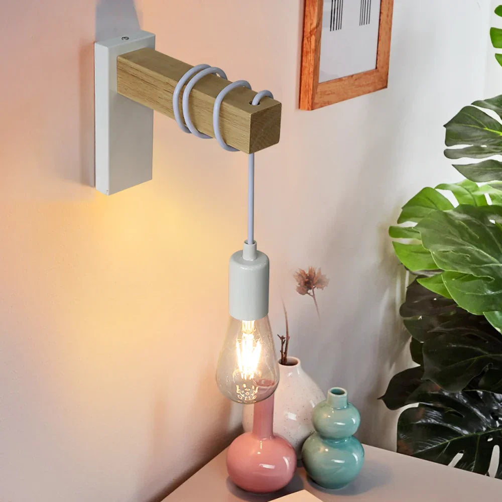 RusticGlow - Wandlamp van Hout en IJzer | Sfeervolle Verlichting voor Industrieel Interieur