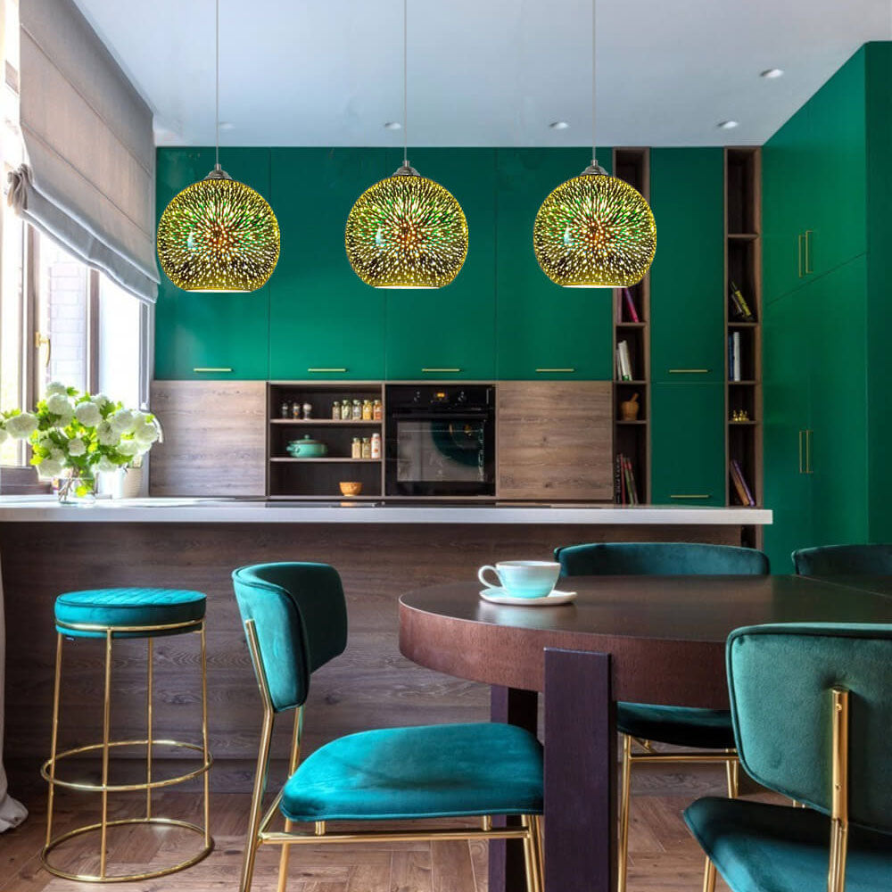 LichtSpectra - Moderne 3D Kleurrijke Vuurwerk Glas Hanglamp met 1 Lichtpunt