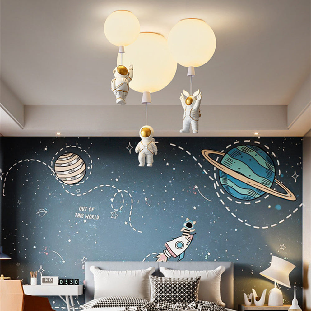 LunarAstral Moderne LED Plafondlamp - Maan en Astronaut Design van Acryl voor Slaapkamer en Kinderkamer
