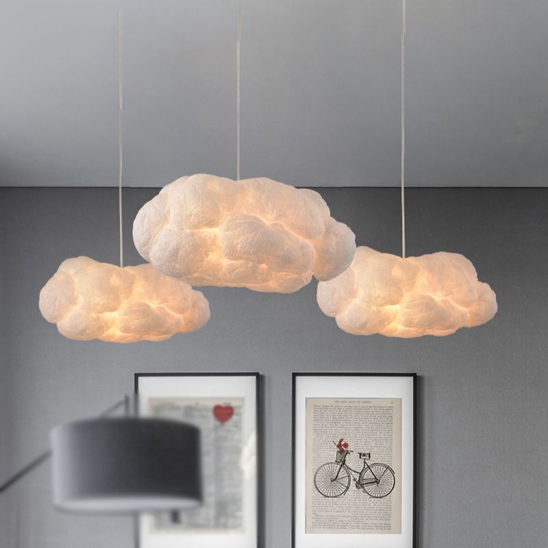 CloudLuxe Design LED Hanglamp - Witte Wolkvormige Lamp van PVC en Katoen voor Slaapkamer en Woonkamer