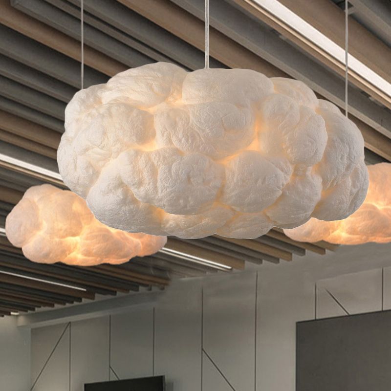 CloudLuxe Design LED Hanglamp - Witte Wolkvormige Lamp van PVC en Katoen voor Slaapkamer en Woonkamer