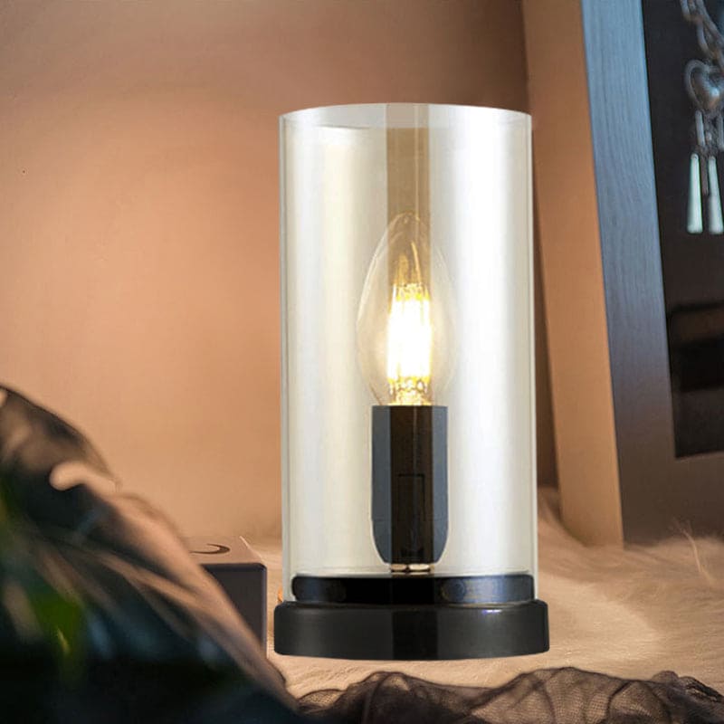 EvaLicht - Zwarte Industriële Glazen Tafellamp | Moderne Verlichting voor Woonkamers