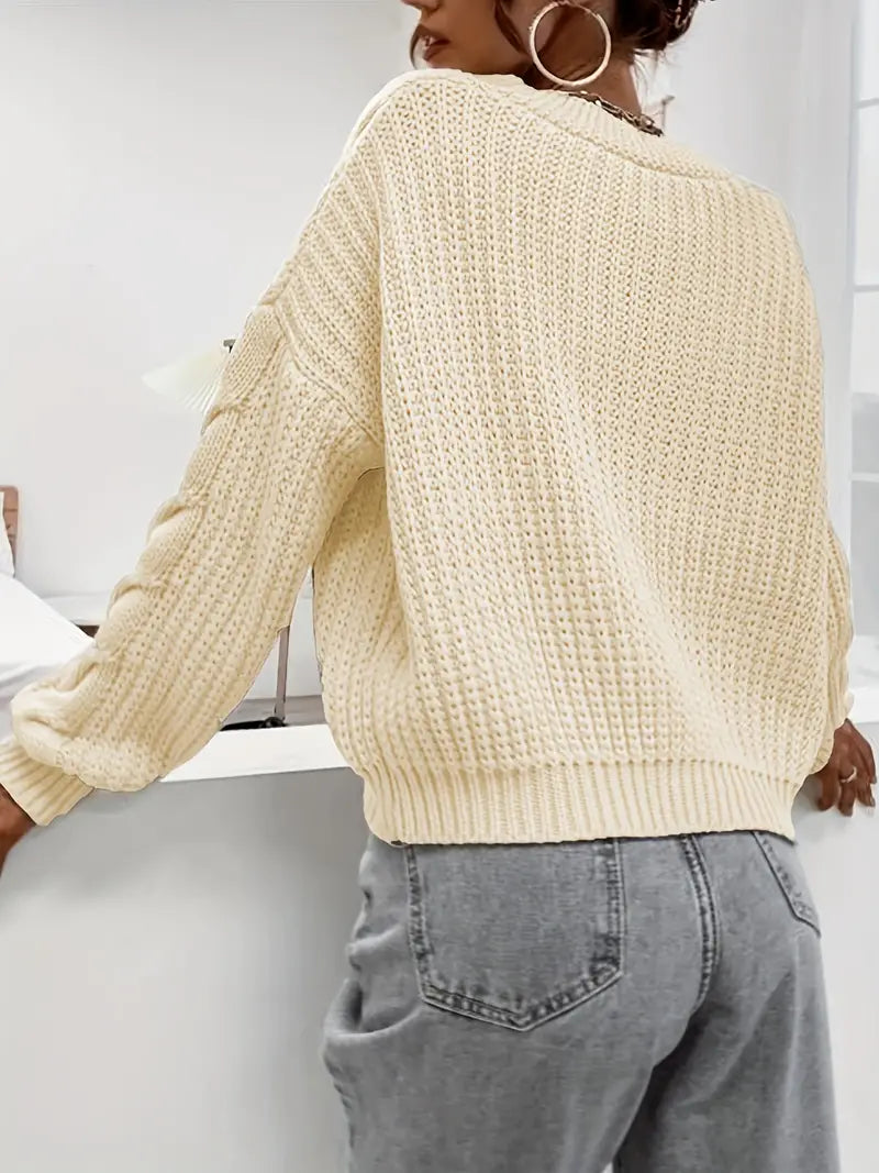 Sarina - Effen Gebreide Vest met Zopfmotief voor Dames