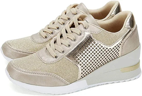 Stijlvolle Comfortabele Sneakers met Ademend Design en Metallic Accenten - Trendy en Luchtige Dames Sneakers