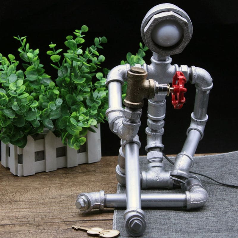 PijpManLicht - Industriële IJzeren Pijpman Nachtlamp | Stoere Verlichting voor Slaapkamer en Woonkamer