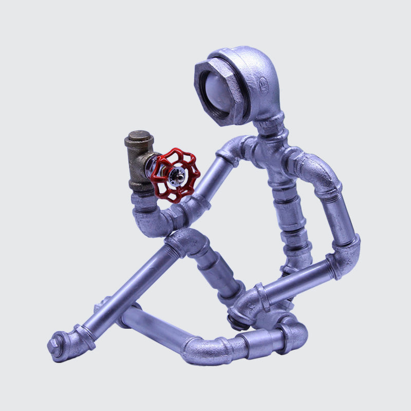 PijpManLicht - Industriële IJzeren Pijpman Nachtlamp | Stoere Verlichting voor Slaapkamer en Woonkamer