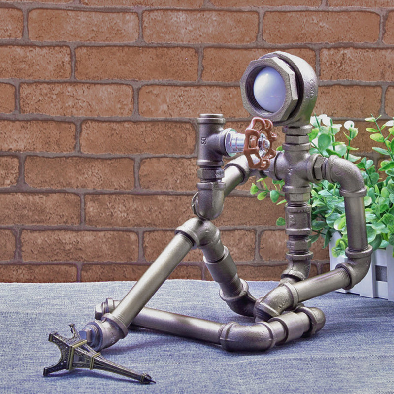 PijpManLicht - Industriële IJzeren Pijpman Nachtlamp | Stoere Verlichting voor Slaapkamer en Woonkamer