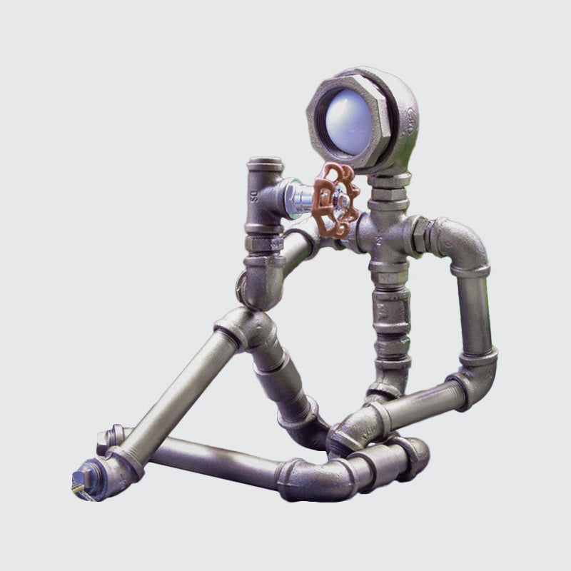 PijpManLicht - Industriële IJzeren Pijpman Nachtlamp | Stoere Verlichting voor Slaapkamer en Woonkamer