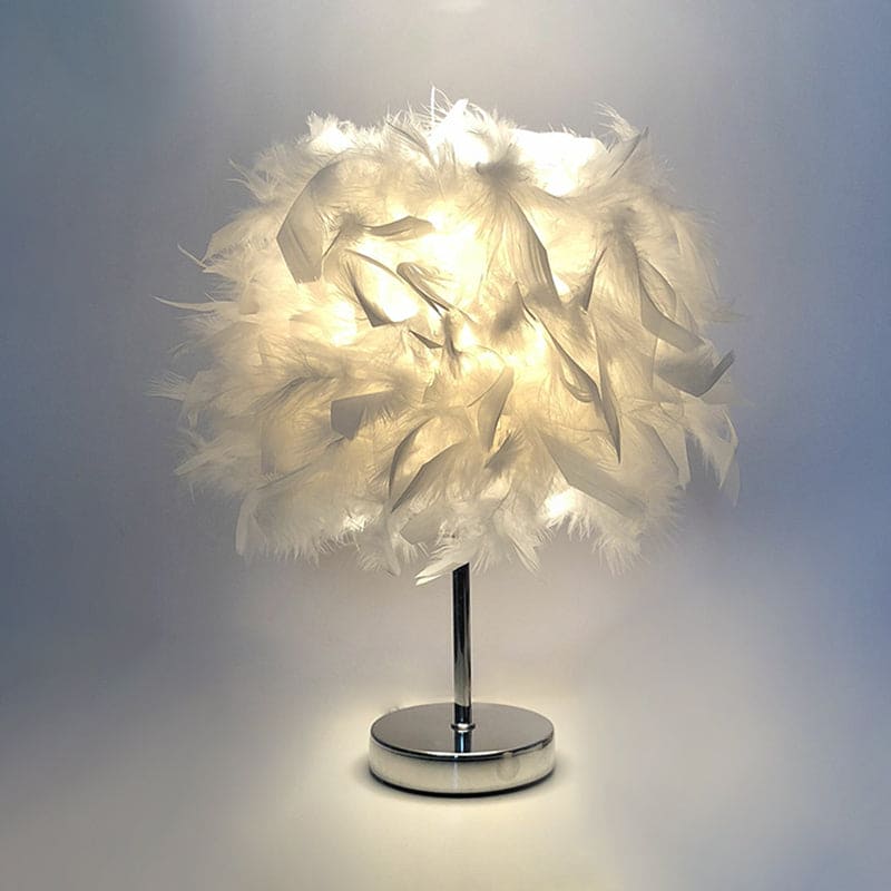 FeatherLux - Veren Bolvormige Tafellamp | Stijlvolle Verlichting voor Een Luxe Interieur