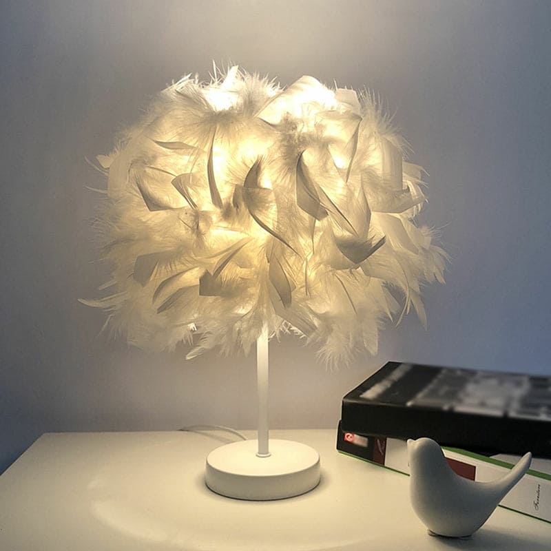 FeatherLux - Veren Bolvormige Tafellamp | Stijlvolle Verlichting voor Een Luxe Interieur
