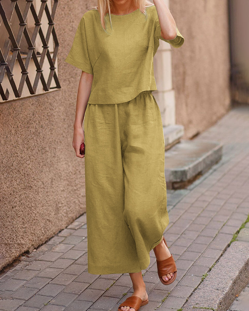 Alina - Modern Tweedelig Set met Fladdertop voor Dames | Stijlvol en Comfortabel Outfit