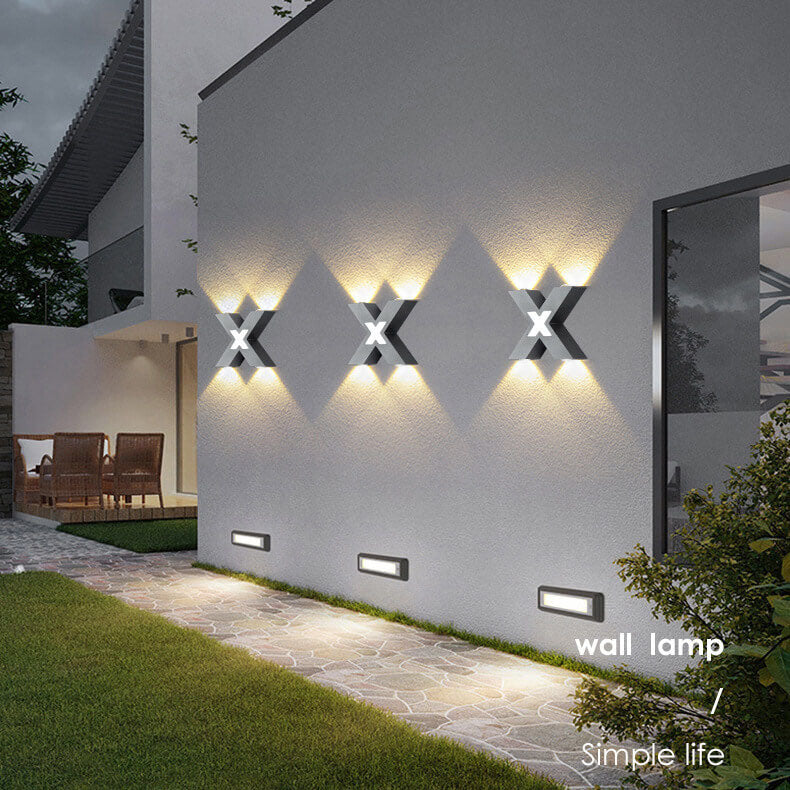 XShapeLux - Waterdichte X-vormige LED Wandlamp met 4 Lichten voor Buiten