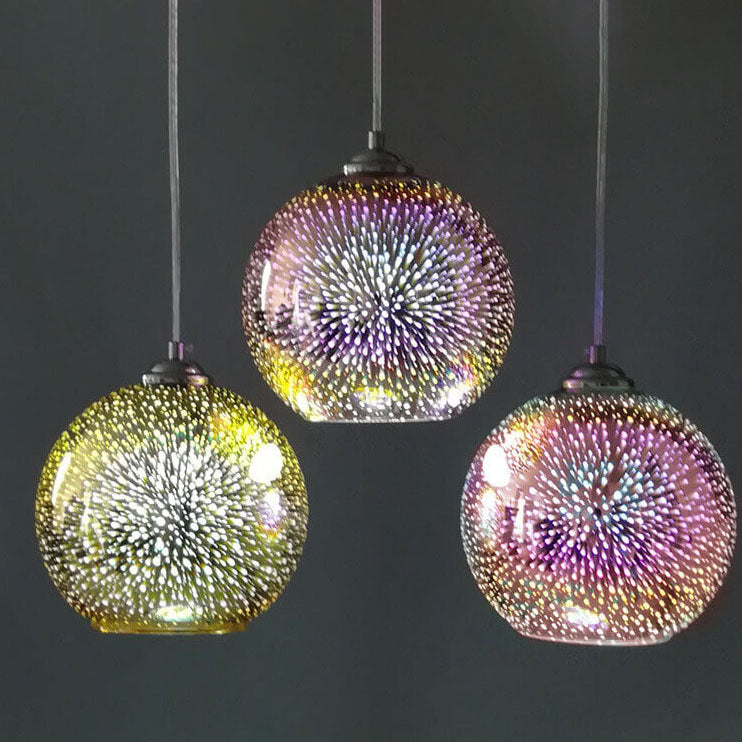 LichtSpectra - Moderne 3D Kleurrijke Vuurwerk Glas Hanglamp met 1 Lichtpunt