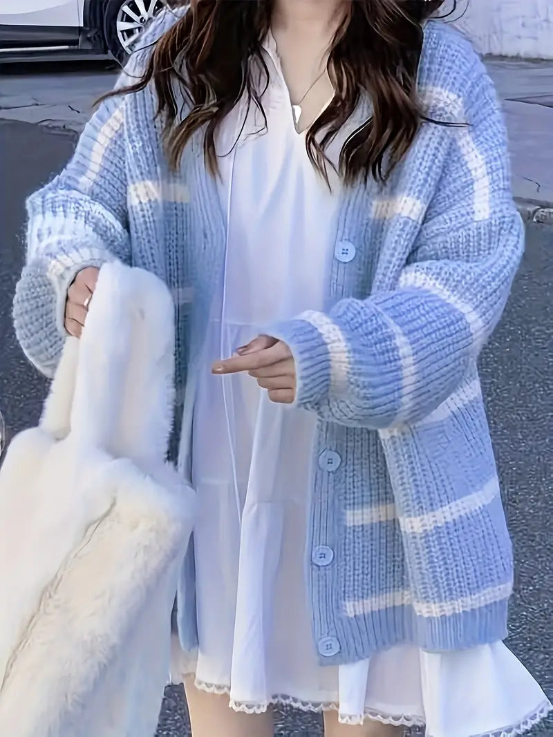 Coraline - Gestreepte Damescardigan met Verlaagde Schouders | Comfortabel en Trendy