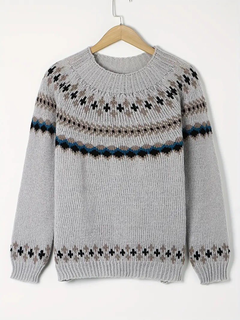 EthnoKnit - Dames Coltrui met Etnisch Motief