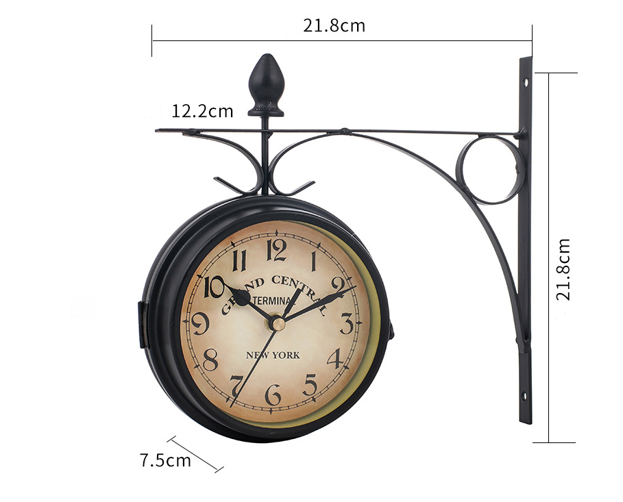 EuroElegantie - Dubbelzijdige Klassieke Wandklok | Decoratieve Tijdwaarneming voor Huis en Bedrijf