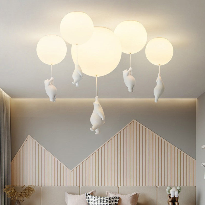 Speelse Beer Ballon Plafondlamp - Unieke Kinderkamer Hanglamp met LED Verlichting