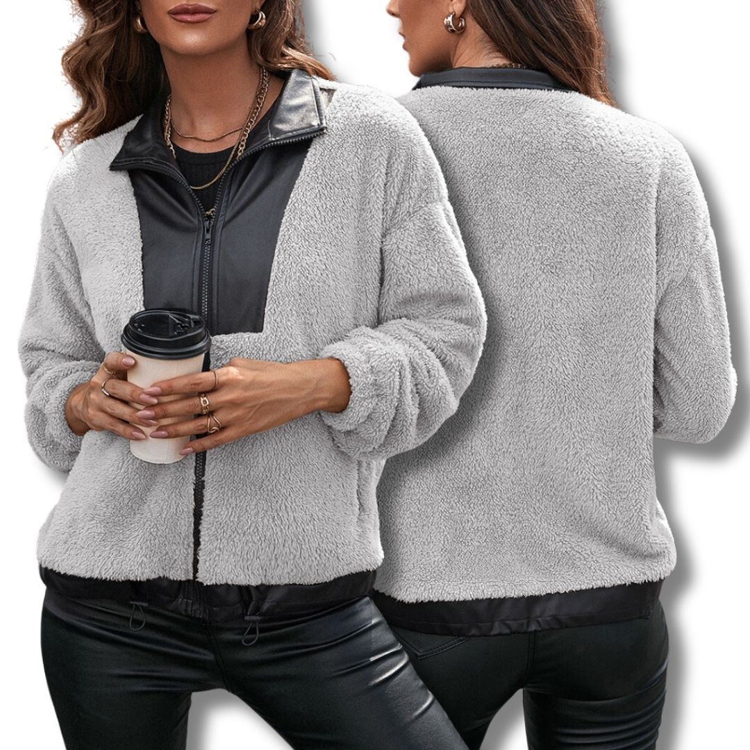 Zara - Damesjas van Kunstleer en Teddy Stof | Stijlvol en Warm voor de Winter