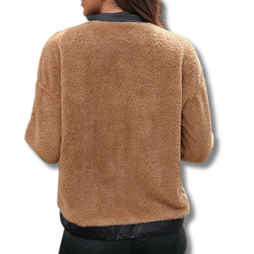 Zara - Damesjas van Kunstleer en Teddy Stof | Stijlvol en Warm voor de Winter