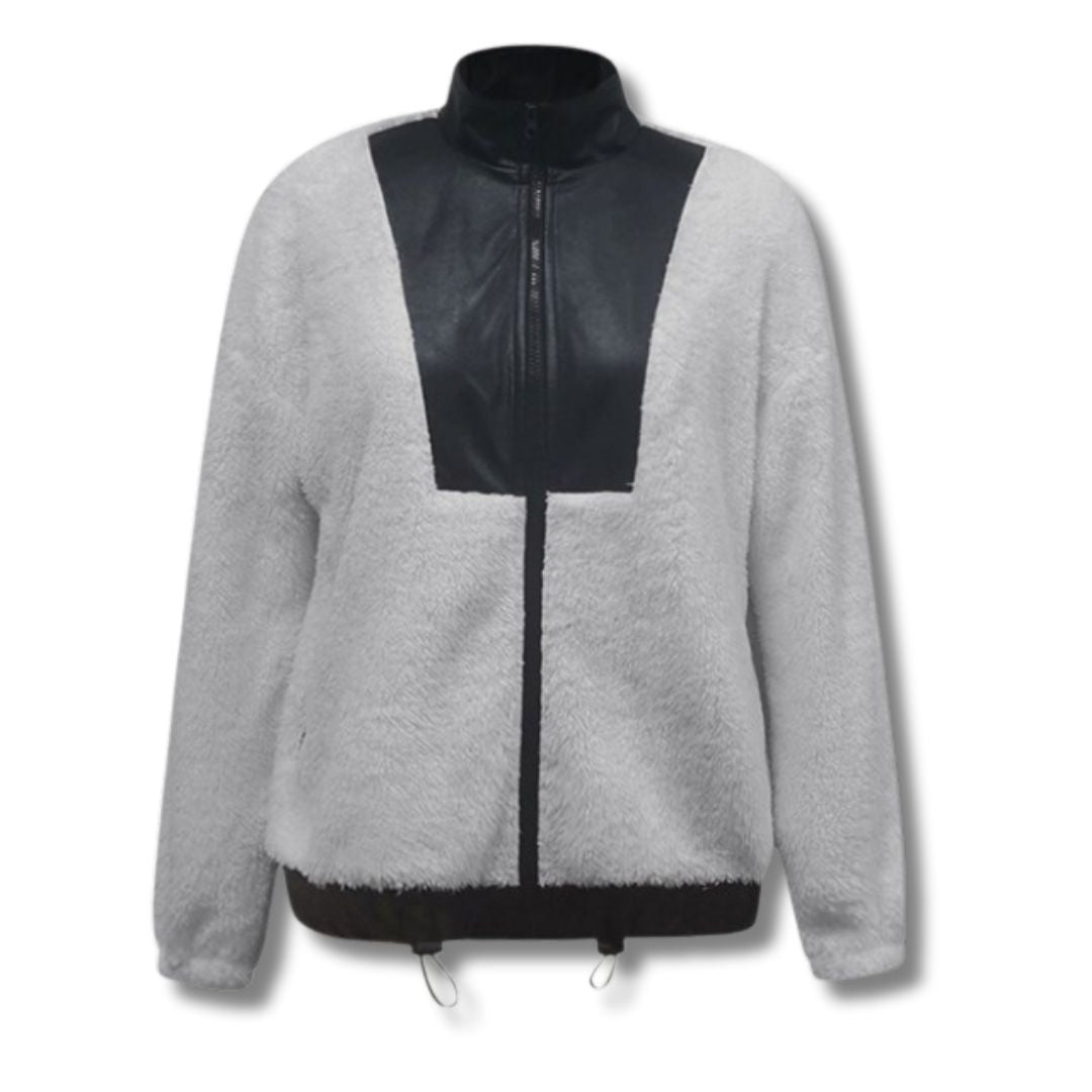 Zara - Damesjas van Kunstleer en Teddy Stof | Stijlvol en Warm voor de Winter