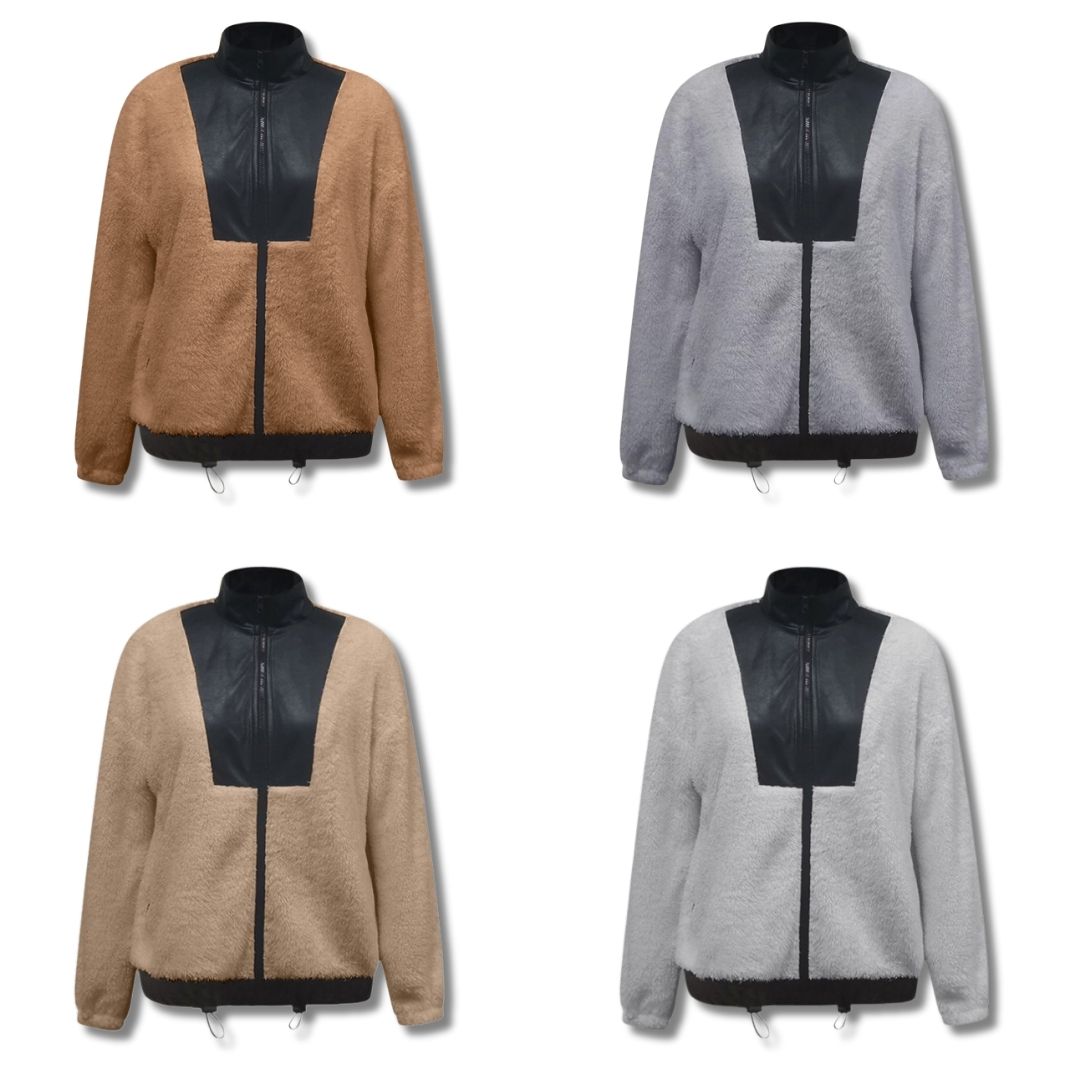 Zara - Damesjas van Kunstleer en Teddy Stof | Stijlvol en Warm voor de Winter