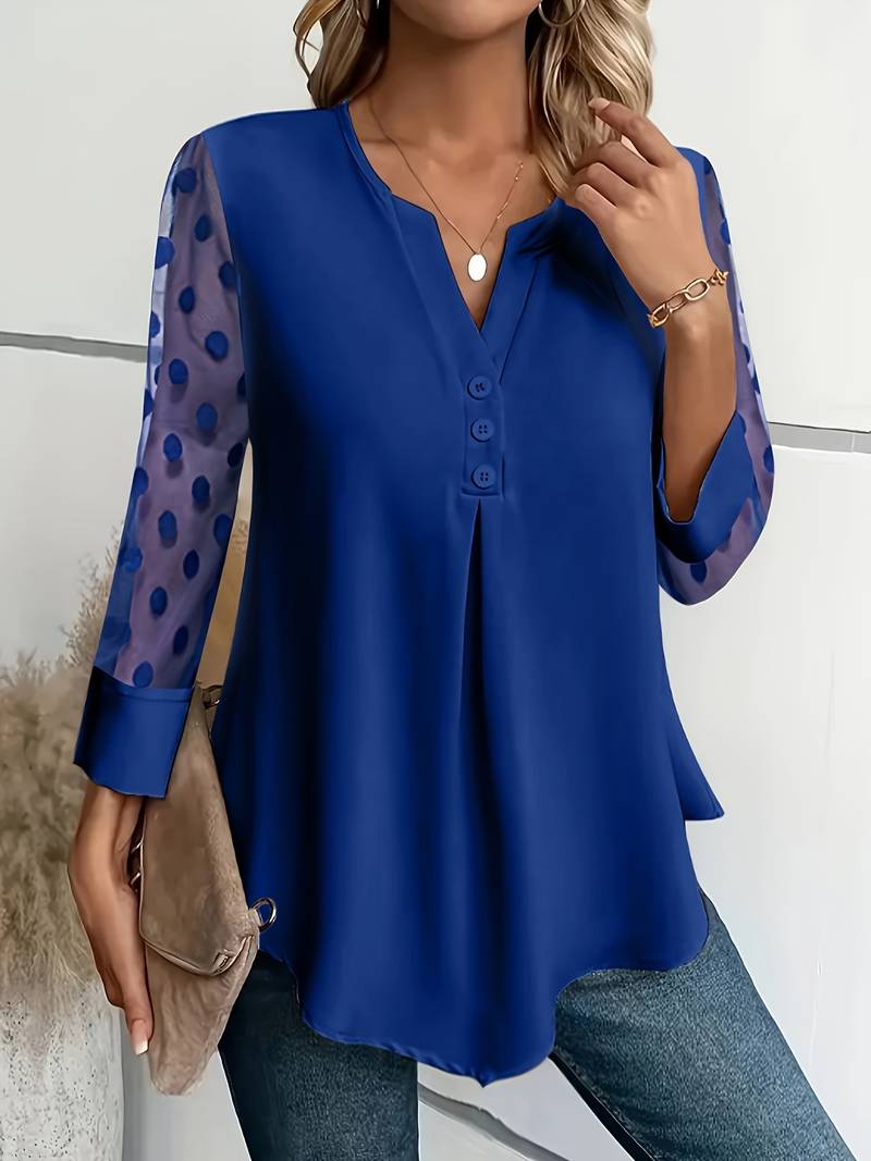 Yara - Elegante Lange Mouw Top met Subtiele Details voor Dames