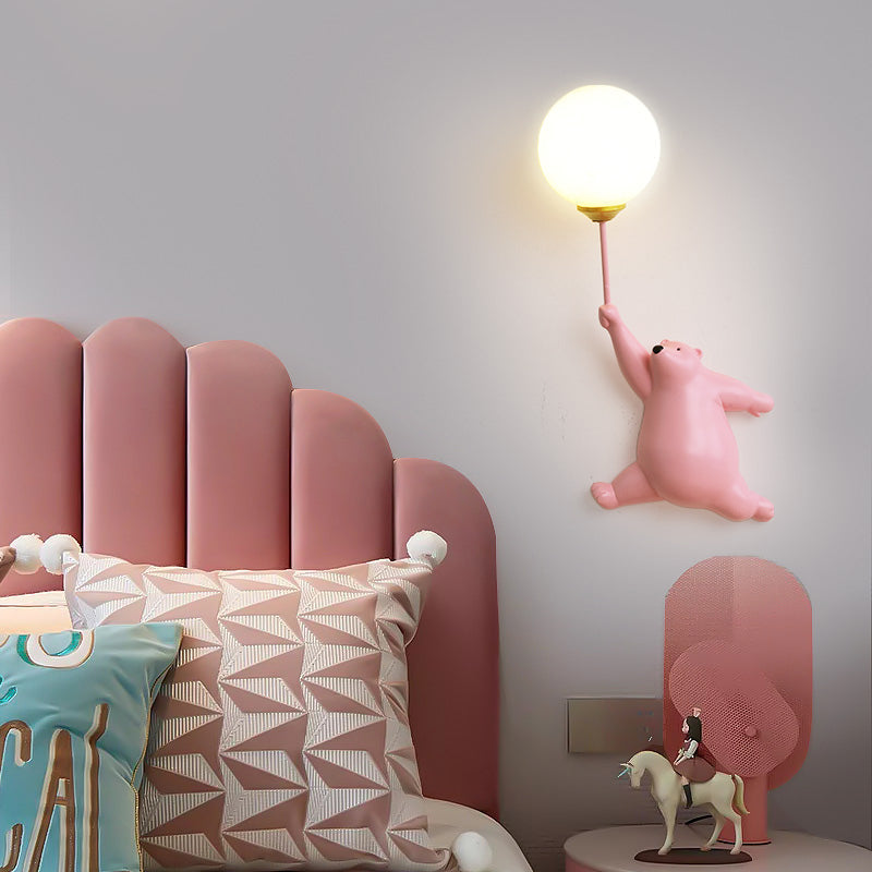 BearBright - LED Wandlamp in Wit/Blauw/Roze | Dierenthema voor Slaap-, Woon- en Kinderkamer