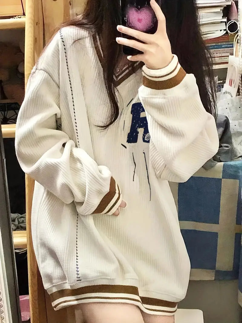 LiviaVee - Gebreide Damestrui met R-Patroon en V-Hals – Stijlvol en Comfortabel