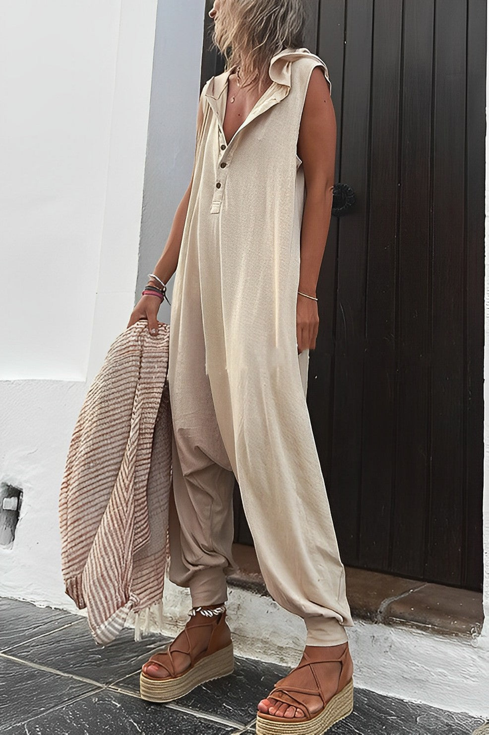 Casual Jumpsuit met Knopenrij | Comfort en Stijl voor Elke Dag