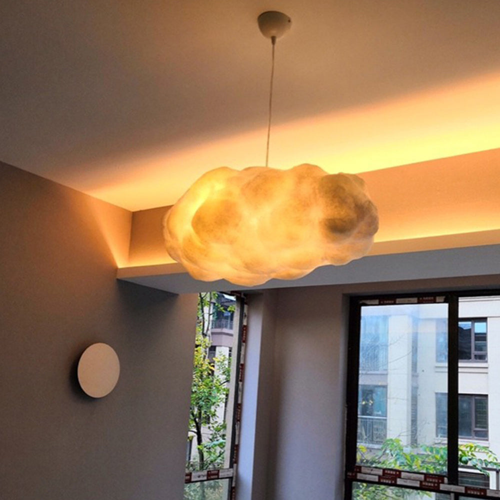 CloudLuxe Design LED Hanglamp - Witte Wolkvormige Lamp van PVC en Katoen voor Slaapkamer en Woonkamer