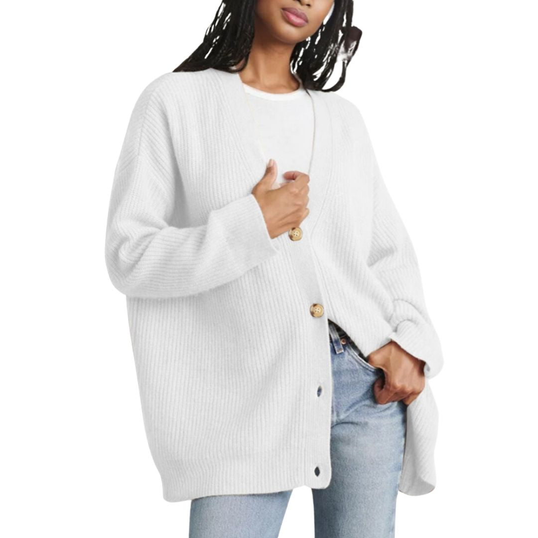 EllaCozy - Populaire Eenkleurige Gebreide Damesmantel – Stijlvol en Comfortabel