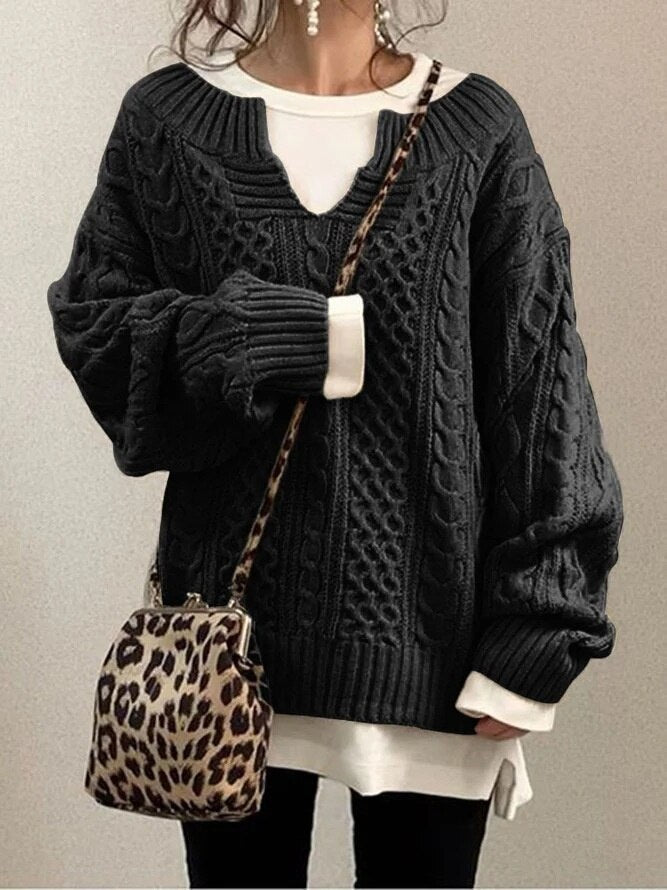 Nina - Comfortabele Warme Oversized Kabeltrui voor Dames