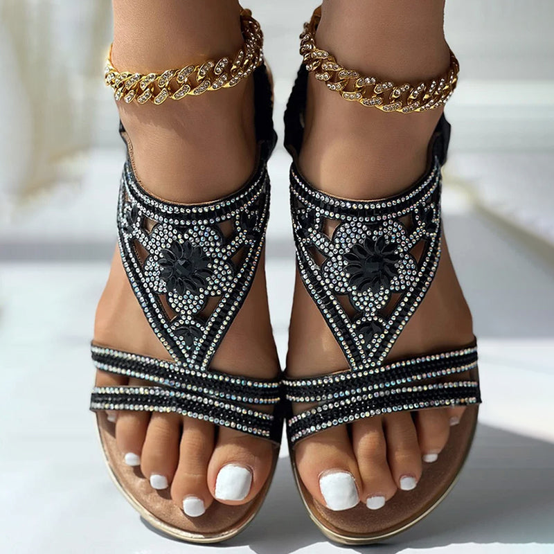 Lara's Strass Vrijetijdssandalen | Stijlvolle en Comfortabele Zomersandalen voor Dames