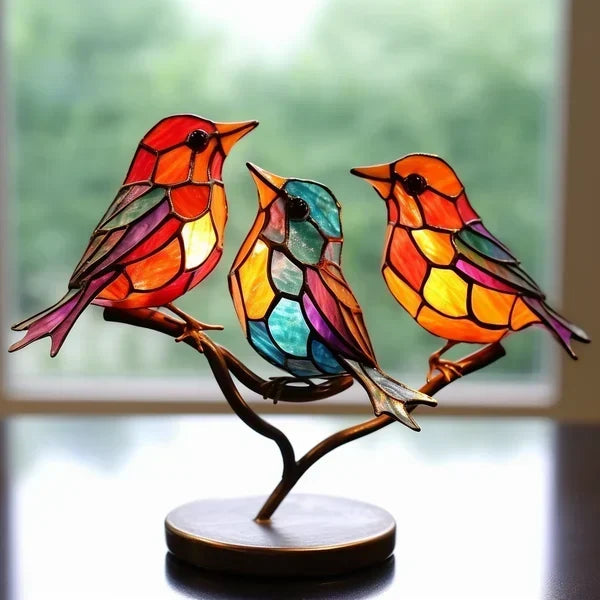 ElegantHome - Vogeldecoratie in Gekleurd Glas voor een Stijlvol Interieurontwerp