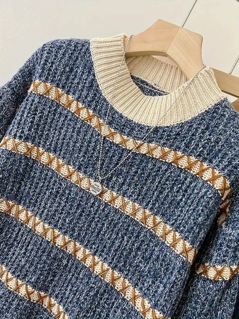 PetraStripe - Gestreepte Damestrui met Ronde Hals – Comfortabel en Stijlvol