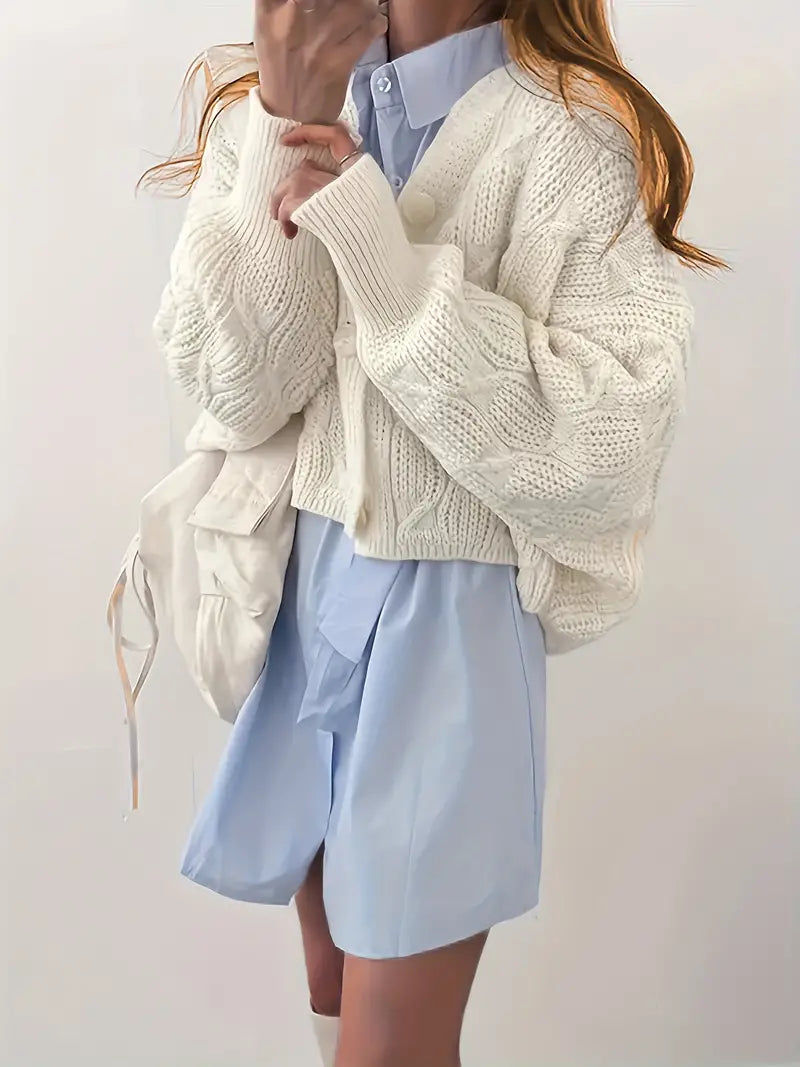 Hilde - Gebreide Vest met Zopfmotief en Knoopsluiting voor Dames