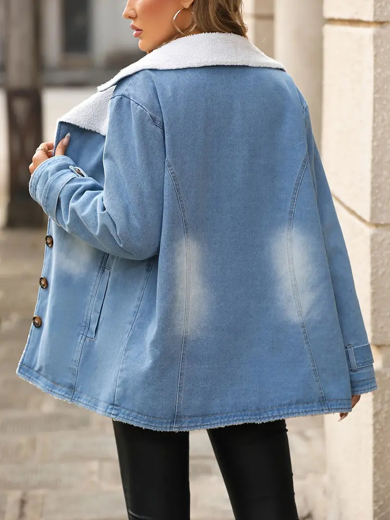 Isabella - Stijlvolle Dames Denimjas met Fleece Voering | Warm en Trendy