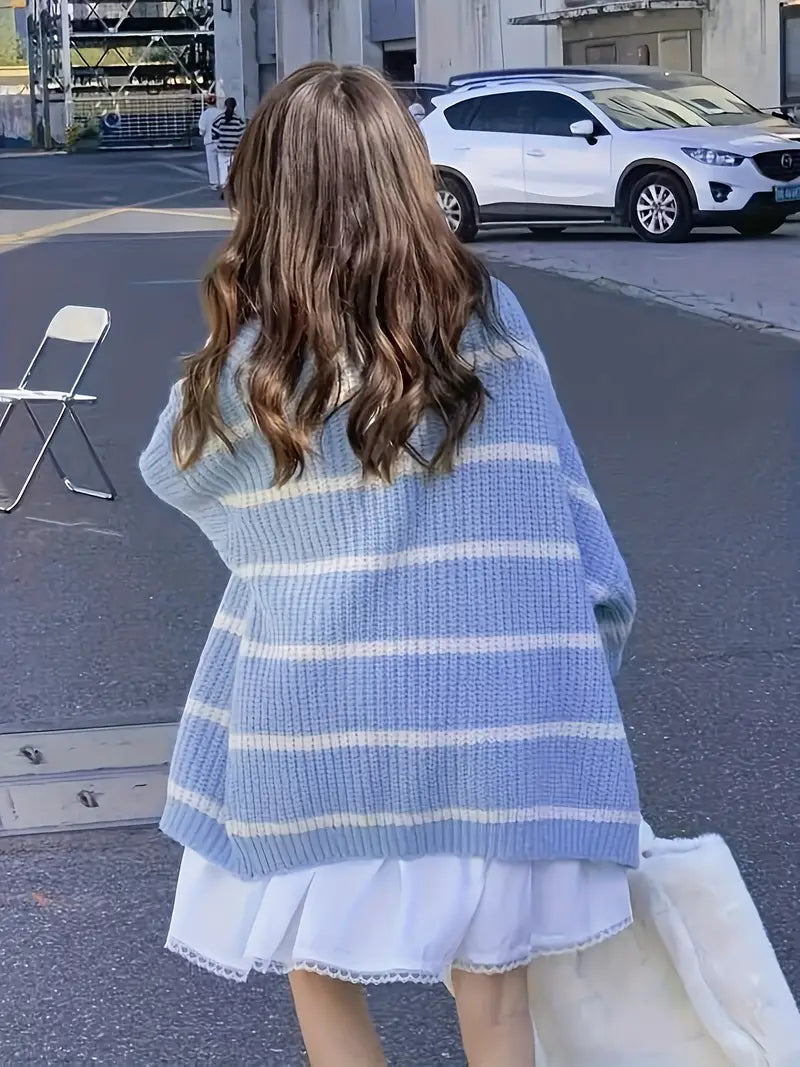 Coraline - Gestreepte Damescardigan met Verlaagde Schouders | Comfortabel en Trendy