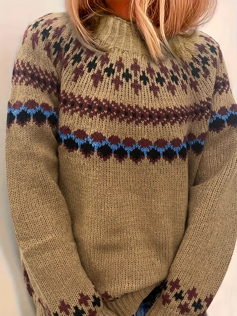 EthnoKnit - Dames Coltrui met Etnisch Motief